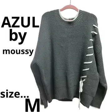 새상품 AZUL by moussy 그레이 사이드 리본 니트 스웨터 긴팔