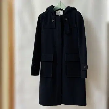 네이비 후드 부착 더플 코트