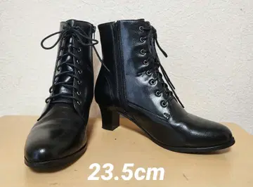 블랙 레이스업 하프 부츠 23.5cm