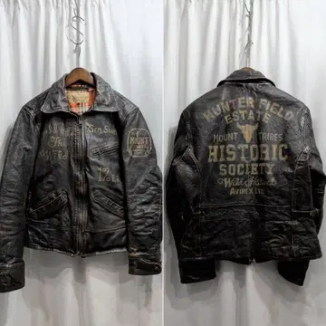 [ size:L ] 아비렉스 페인트 가공 A-2 가죽 자켓
