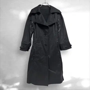 더마 컬렉션 레더 스티치 롱 코트 라펠 칼라 고급 블랙 9 ( C1