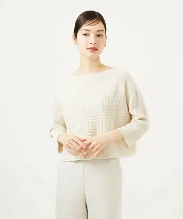 새상품급 Sybilla 시빌라 페이퍼얀 지오메트릭 풀오버 아이보리