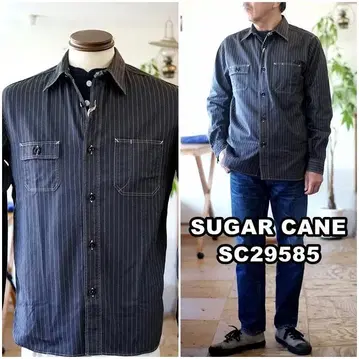 SUGARCANE 슈가케인 블랙 워바쉬 셔츠 29585 L