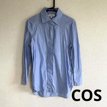 COS 코스 코튼 레이어드 셔츠 블루 긴팔 셔츠