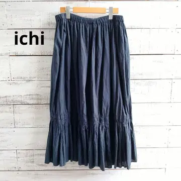 W235 ichi 코튼 보일 개더 스커트