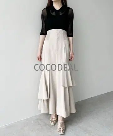 새상품급 COCODEAL 니트 코르셋 아지메 캉캉 스커트 M 2 롱