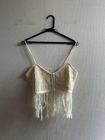 eaphi fringe crochet knit bustier ivory