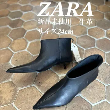 ZARA 가죽 키튼힐 숏부츠 24cm