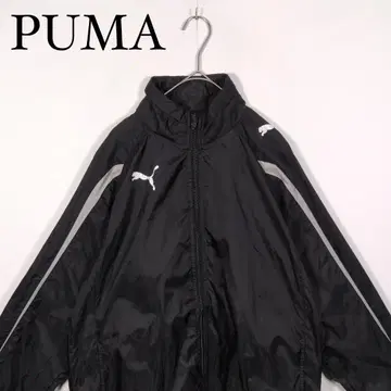 PUMA 블랙 나일론 자켓 후드 수납 S