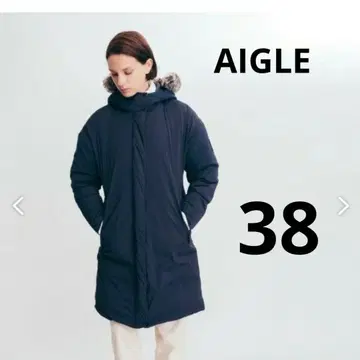 새상품급 에이글 AIGLE 다크 네이비 발수 롱 다운 코트 38