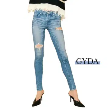 새상품급 GYDA 사이드 리퍼 스키니 데님 팬츠 L 사이즈