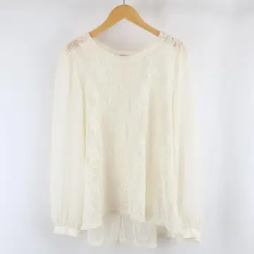 새상품급 VINTAGE Lily White 플라워 레이스 시어 티셔츠