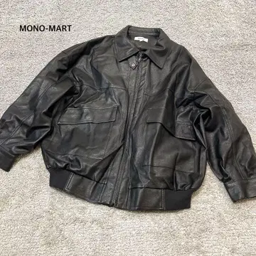 [ MONO-MART ] 가죽 블루종 풀 집업 빈티지 스타일 여성용