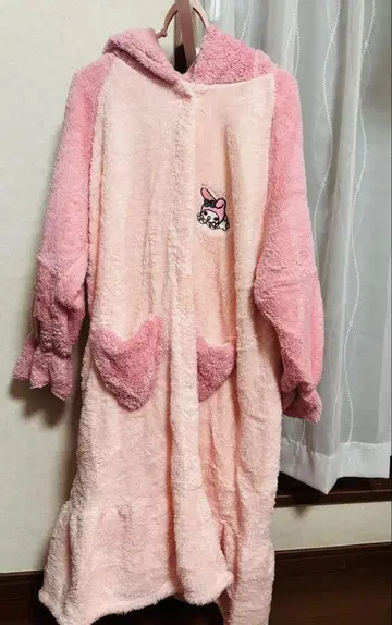 플리스 후드 부착 룸웨어 핑크