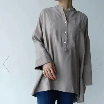 [] 프론트 디자인 돌먼 블라우스 체형 커버 루즈핏 백 턱