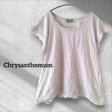 1점 한정 Chrysanthemum 화이트 반팔 티셔츠 티셔츠 화이트