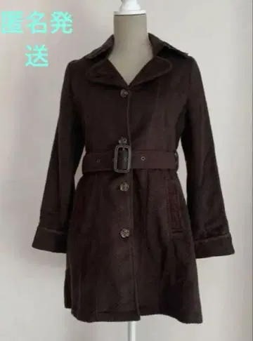 액시즈 브라운 롱 코트 장미 버튼 레이스 벨트
