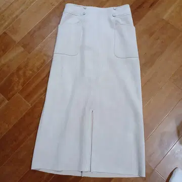 베이지 슬릿 타이 스커트 L