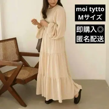 moi tytto 거즈 티어드 A라인 원피스 M 사이즈 내추럴