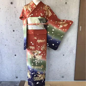 순수 실크 호몬기 꽃무늬에 금박 이중 기모노 화장 69