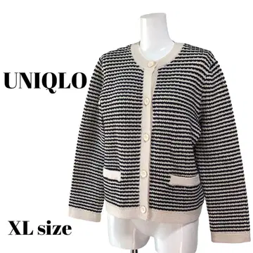 미사용 택 포함 [UNIQLO] 니트 숏 자켓 보더 XL 사이즈