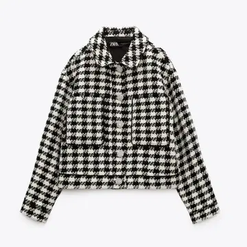 ZARA 비쥬 버튼 하운드 투스 자켓