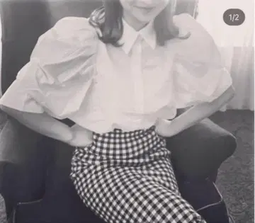 Bibiy. 화이트 퍼프 슬리브 셔츠
