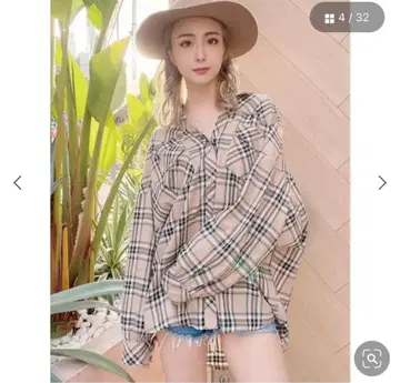 GYDA 볼륨 슬리브 BIG 체크 셔츠