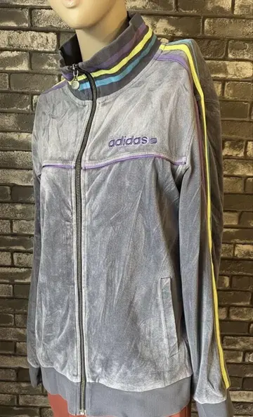 adidas 그레이 벨로아 트랙 자켓