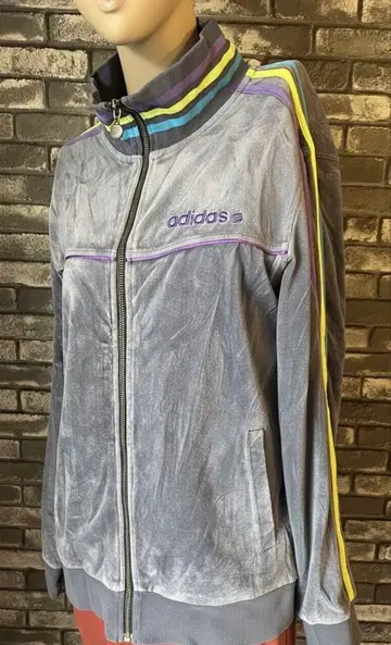 adidas 그레이 벨로아 트랙 자켓