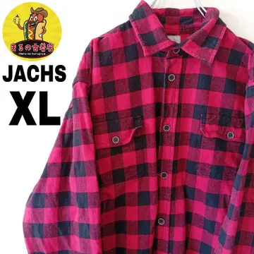 USA 구제 의류 JACHS 플란넬 셔츠 XL 레드 블랙 체크