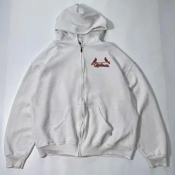 90s 러셀 MLB 집업 후드티 L 화이트 카디널스7237