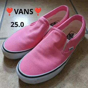 원색 귀여운 Vans 핑크 슬립온 스니커즈 25.0