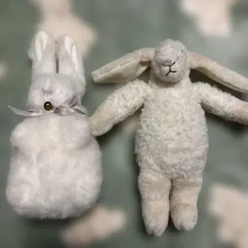 레트로 토끼 양 봉제 인형 2점 세트