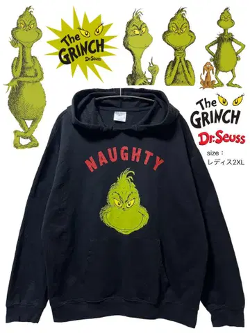 THE GRINCH 후드티 여성 2XL 블랙 USA 구제 의류