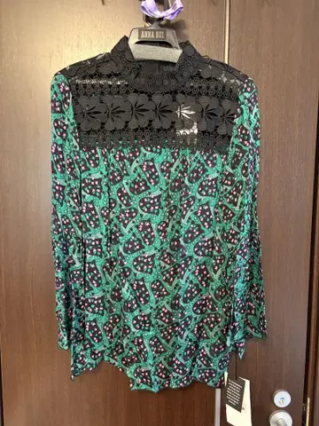 ANNA SUI 꽃무늬 레이스 긴팔 셔츠