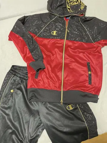 Champion 후드 부착 저지 L 사이즈 레드/블랙