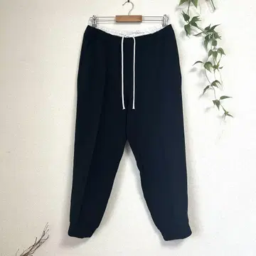 [ ZARA ] 블랙 조거 팬츠 L 화이트 드로우코드 허리밴딩