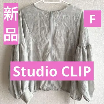 택 포함 새상품 시어 체크 블루종 프리 사이즈