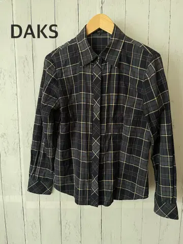 [새상품급] DAKS 체크 무늬 긴팔 셔츠 42 숨김 버튼