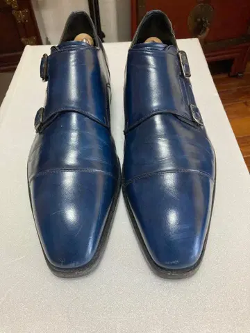 리걸 가죽 신발 더블 몽크 파란색