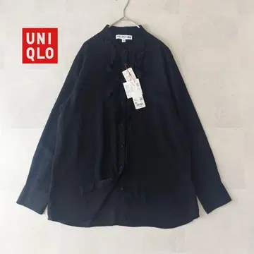 택 포함 미사용품 실크 100 INES x UNIQLO 프릴 블라우스