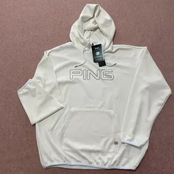 PING 후드 부착 화이트 후드티