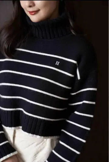 StripedTurtleneck Knit Pullover
