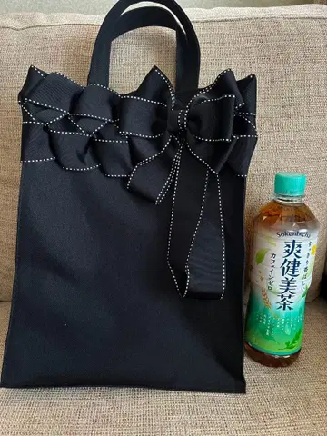화려한 리본 포함 세로형 관혼상제 서브백 블랙