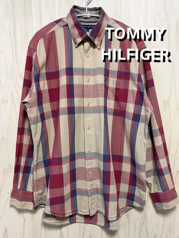 TOMMY HILFIGER 남성용 긴팔 체크 버튼 다운 셔츠 M