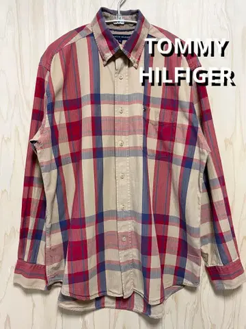 TOMMY HILFIGER 남성용 긴팔 체크 버튼 다운 셔츠 M
