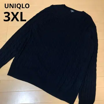 UNIQLO 다크 네이비 케이블 니트 3XL 긴팔 캐시미어