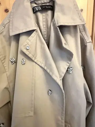 ZARA 베이지 비쥬 트렌치코트 장식 M