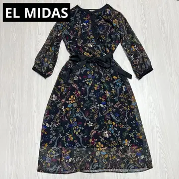 ELMIDAS 꽃무늬 긴팔 원피스 2way 허리끈 엘미다 빈티지